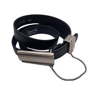 Rare Vintage 'Laurel' Leather Belt with a 2 Piece Sliding Buckle and Chain